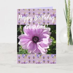 Tarjeta de arte de la abuela con flor rosa floral
