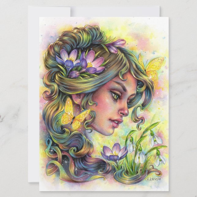 Tarjeta de arte de la mujer de la floración de pri (Anverso)
