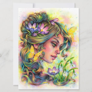Tarjeta de arte de la mujer de la floración de pri