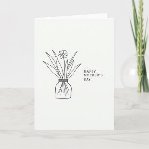 Tarjeta de arte de línea del día de la madre elega