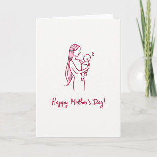 Tarjeta de arte de línea del día de las madres amo