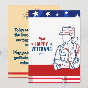 Tarjeta de arte de línea del Día de los Veteranos