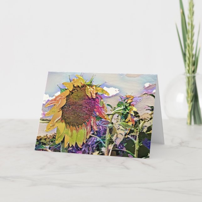 Tarjeta de arte de los girasoles de verano pintada (Anverso)