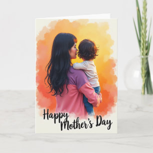 Tarjeta de arte de madre e hijo amorosa