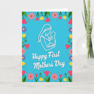 Tarjeta de Arte de Madre e Hijo Encantadora