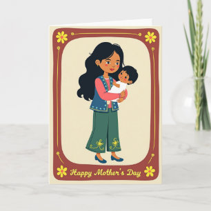 Tarjeta de arte de madre e hijo mate
