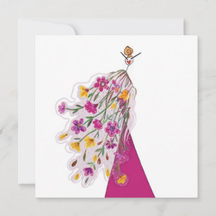 Tarjeta de arte de moda de vestido floral de coutu