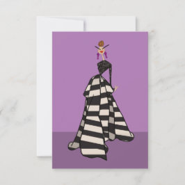 Tarjeta de arte de moda femenina con rayas blancas