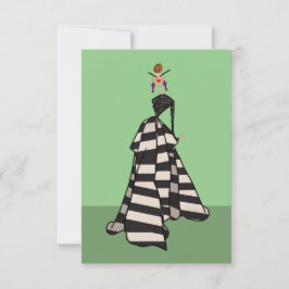 Tarjeta de arte de moda femenina con rayas blancas