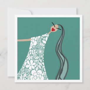 Tarjeta de arte de moda Glam con flores blancas fl