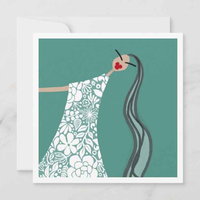 Tarjeta de arte de moda Glam con flores blancas fl (Anverso)