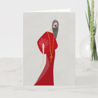 Tarjeta de arte de moda glamour estilo mujer roja 