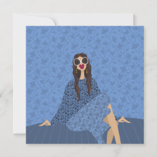 Tarjeta de arte de moda Miss Simone Sunday Blue Gl