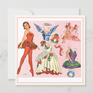 Tarjeta de arte de muñeca de papel de bailarina vi