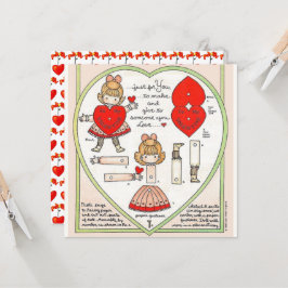 Tarjeta de arte de muñeca de papel Vintage Valenti