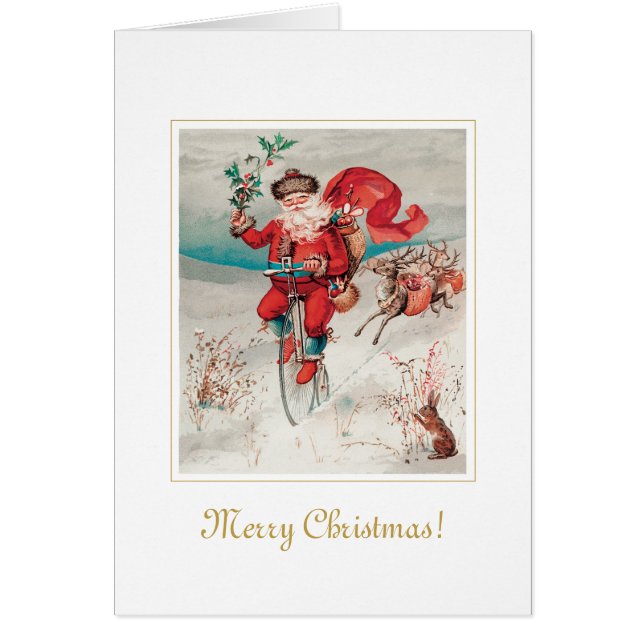 Tarjeta de arte de Navidades de bicicletas de époc (Frente)