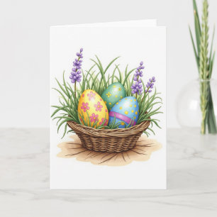 Tarjeta de arte de óvalos de cesta de primavera