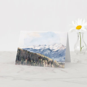 Tarjeta de arte de paisaje de montañas nevadas y á