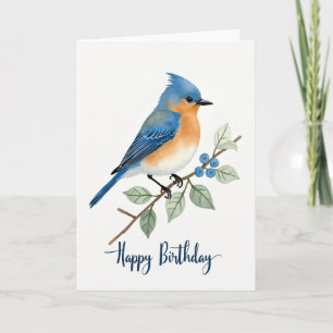 Tarjeta de Arte de Pájaro Posado Alegre