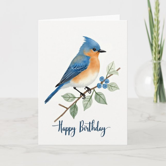 Tarjeta de Arte de Pájaro Posado Alegre (Anverso)