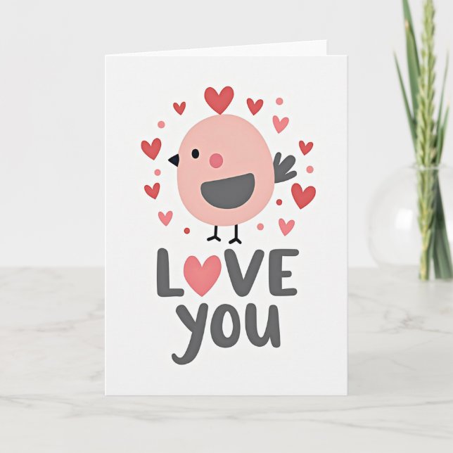 Tarjeta de Arte de Pájaro Te Amo (Anverso)