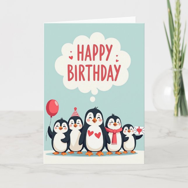 Tarjeta de arte de pájaros alegres (Anverso)