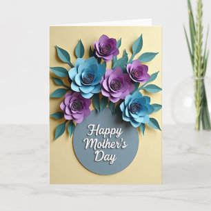 Tarjeta de arte de papel del día de la madre flora