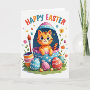 Tarjeta de arte de Pascua de felino rayado