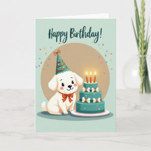 Tarjeta de Arte de Pastel de Cachorro de Fiesta