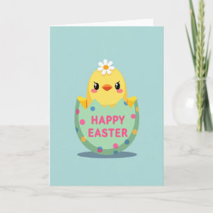 Tarjeta de arte de pollito de Pascua feliz