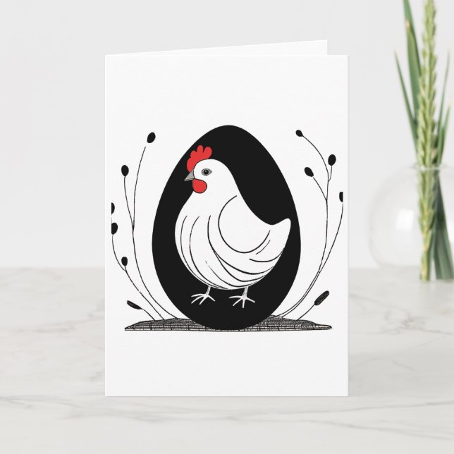 Tarjeta De Arte De Pollo Y Huevo (Anverso)