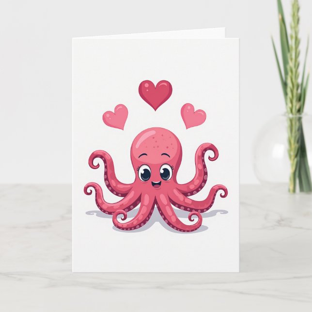 Tarjeta de arte de pulpo con sentimiento (Anverso)
