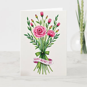 Tarjeta de Arte de Ramo de Flor de Cerezo Rosa