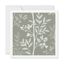 Tarjeta de arte de raya floral verde oliva delicad