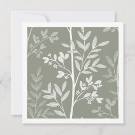 Tarjeta de arte de raya floral verde oliva delicad