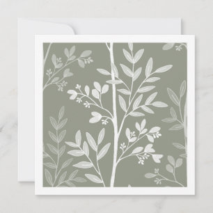 Tarjeta de arte de raya floral verde oliva delicad