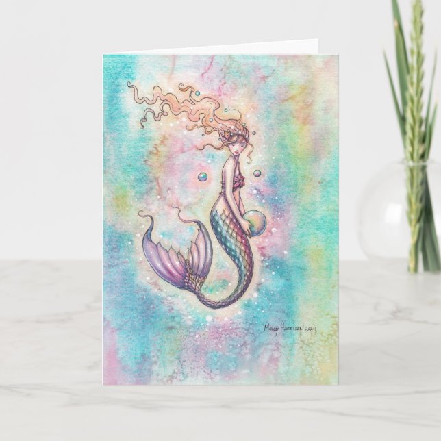 Tarjeta de arte de sirena arcoíris de Molly Harris (Anverso)