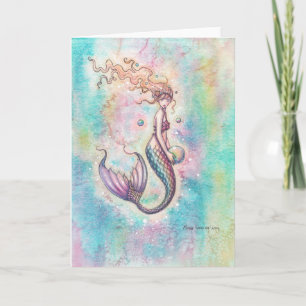 Tarjeta de arte de sirena arcoíris de Molly Harris