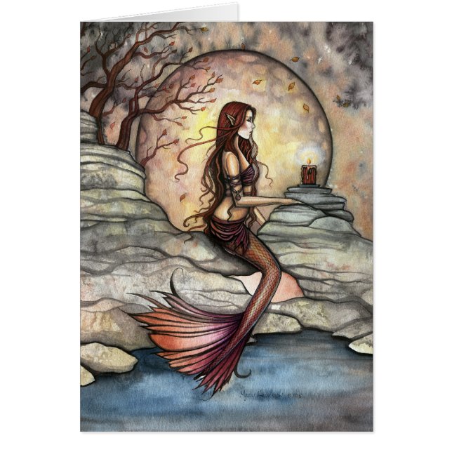 Tarjeta de arte de sirena de laguna tranquila (Frente)