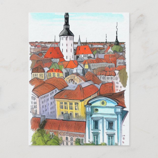 Tarjeta de arte de Tallin Estonia (Anverso)
