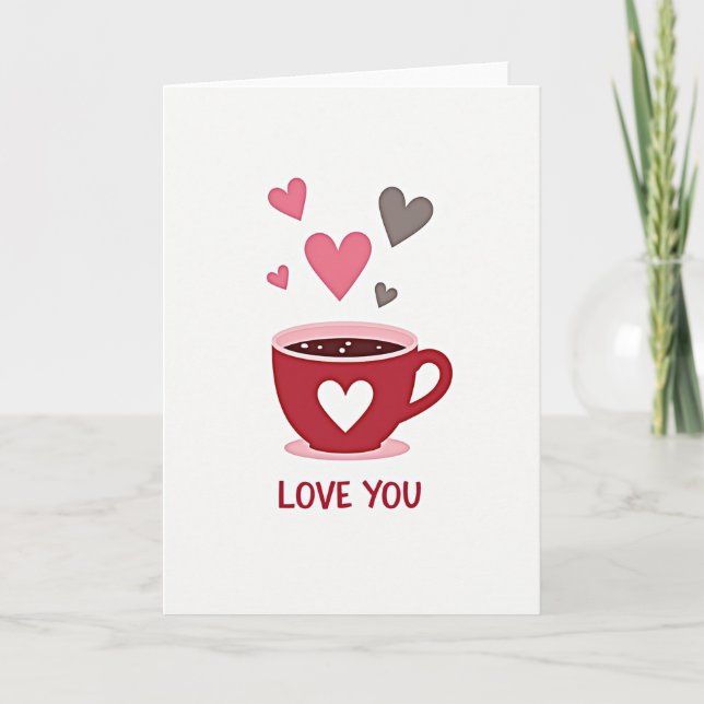 Tarjeta de Arte de Taza de Té 'Te Amo' (Anverso)