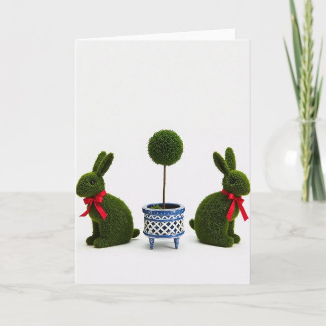 Tarjeta de arte de topiaria con figuras verdes (Anverso)