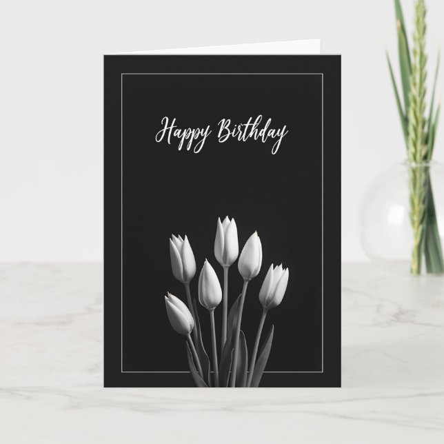 Tarjeta de Arte de Tulipán de Cumpleaños Dulce (Anverso)