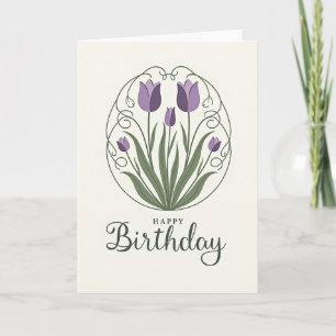 Tarjeta de arte de tulipán morado a rayas