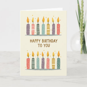 Tarjeta de arte de velas de cumpleaños dulces