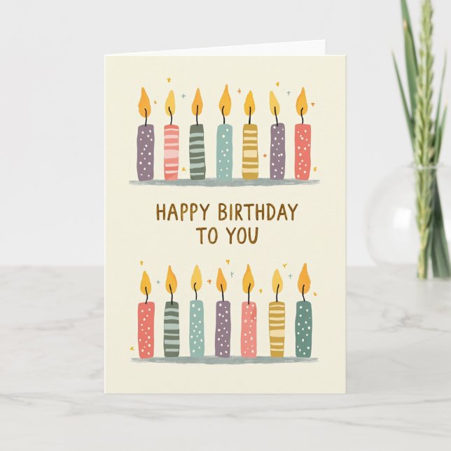 Tarjeta de arte de velas de cumpleaños dulces (Anverso)