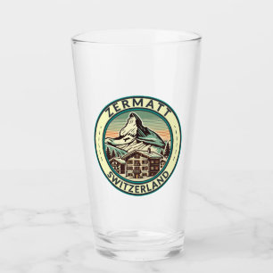 Tarjeta de arte de viaje Zermatt Suiza Ilustracion