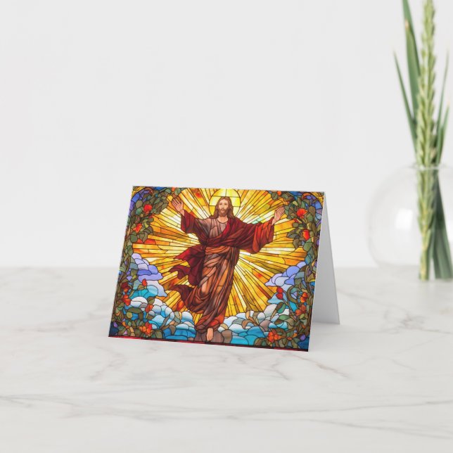 Tarjeta de arte de vidrio contenido de Jesucristo (Anverso)