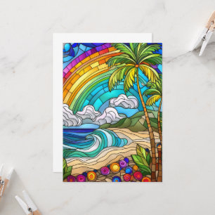 Tarjeta de arte de vidrio emplomado isla cielo arc