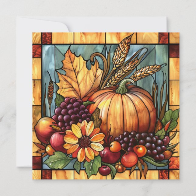 Tarjeta de arte de vidrio manchado de otoño (Anverso)